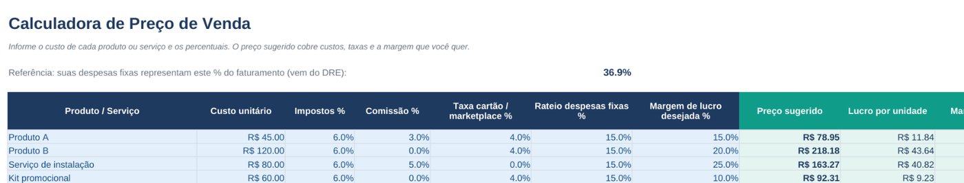 Calculadora de preço de venda